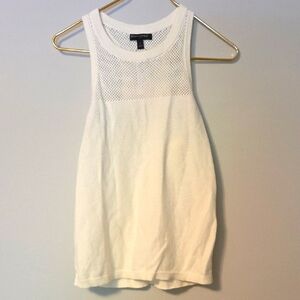 Cream Ribbed Sleeveless Tank Top